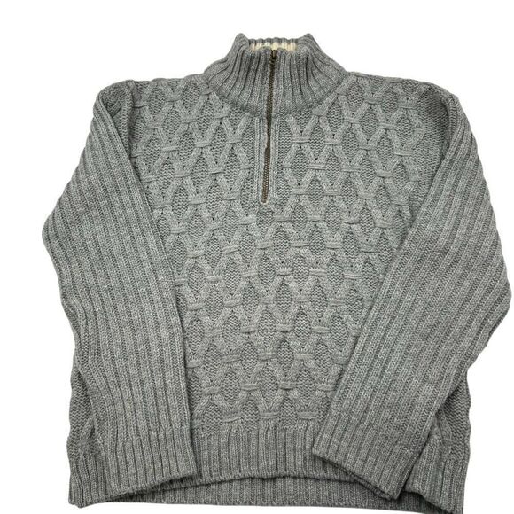 Aran Islands Knitwear Men's 100% Wool Gray Cable Knit Half-Zip Sweater Size M - Picture 5 of 8